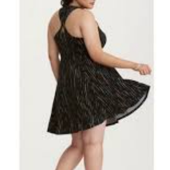 Torrid Black & Neon Keyhole Pinstripe Racerback Skater Dress Size 2X - Picture 2 of 2